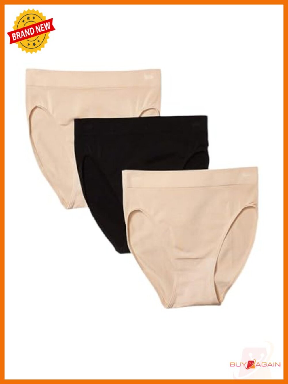 Seamless Hi-Cut Brief Panty 3 Pack - Nylon/Spandex - Size 3X-Large